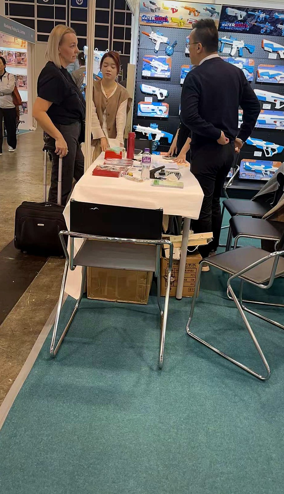 Meeting buyers at an international toy fair