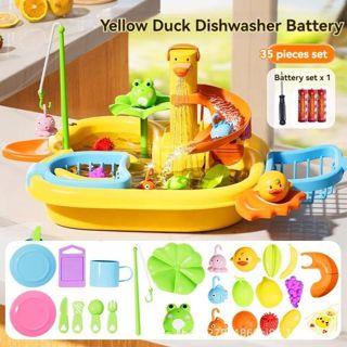 35PCS Large Kitchen Pretend Play Dishwasher Toy with Water Table