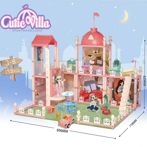 CPS261891 Wooden House Cottage House Furniture Toys Set Fully Furnishe