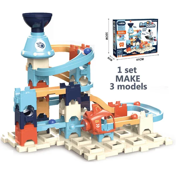 CPS274003 Kids Building Block Ejection Ball Run Toy Set with 3 Changea