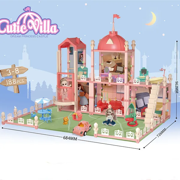 CPS261891 Wooden House Cottage House Furniture Toys Set Fully Furnishe