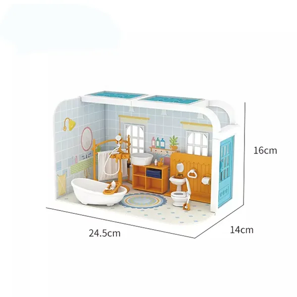 CPS260999 Kids Educational Toys DIY Bathroom Cottage 3D Furniture Bath