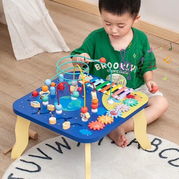 CPS305229 5 in 1 Multi-functional Busy Board Montessori Wooden Table S