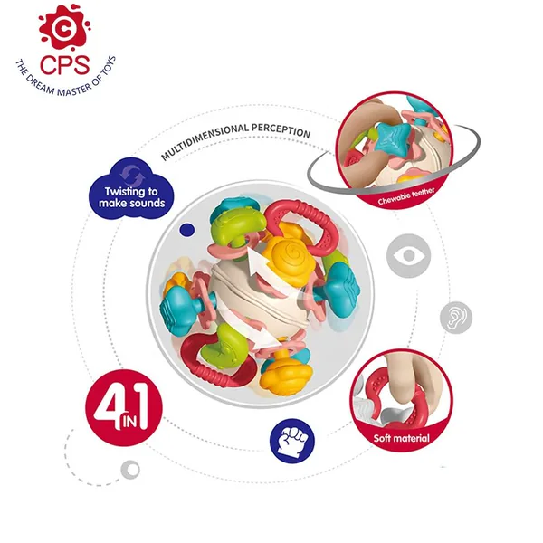 CPS286411 4 in 1 Baby Sensory Toys Infant Chew Rattles Newborn Toddler