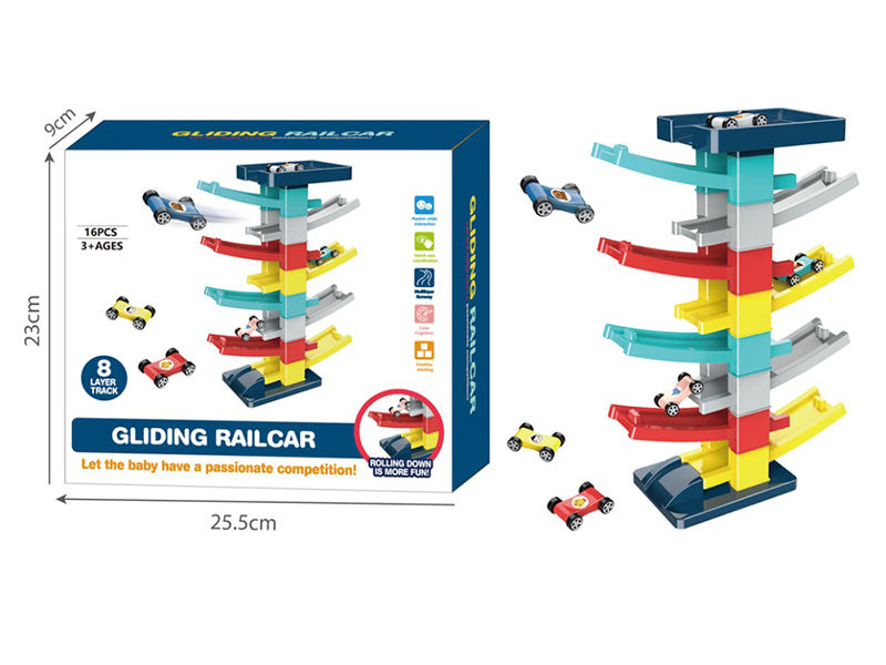 CPS304474 Montessori Toy Gliding Car Ramp Slot Toy for Toddler Ramp Ra