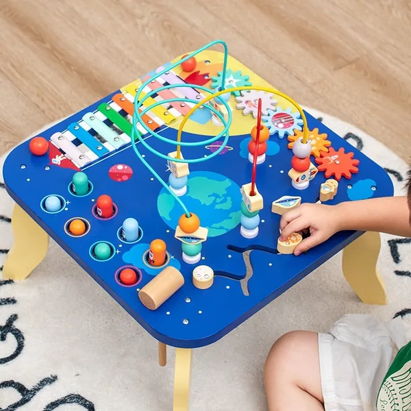 CPS305229 5 in 1 Multi-functional Busy Board Montessori Wooden Table S