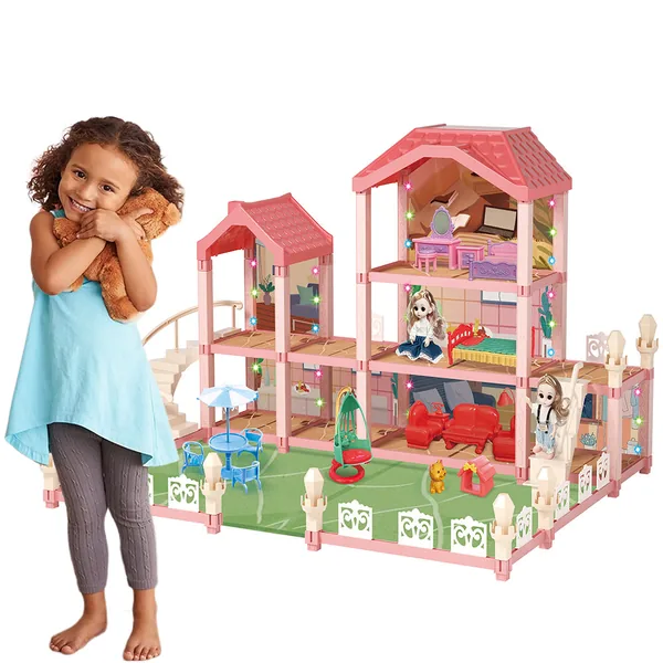 CPS261980 Wooden House Cottage DIY Building Pretend Play Furniture Toy