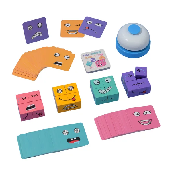 CPS280236 NEW Wooden Face Changing Magical Cubes Expression Puzzle Bui