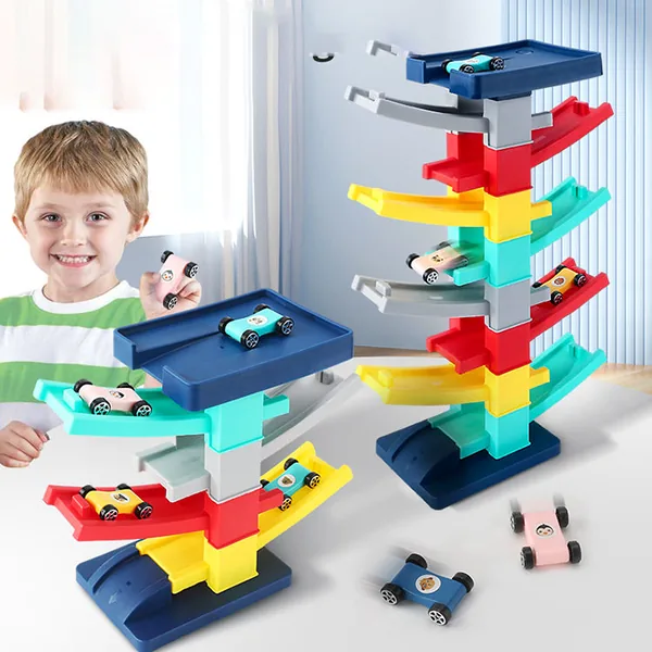 CPS304474 Montessori Toy Gliding Car Ramp Slot Toy for Toddler Ramp Ra