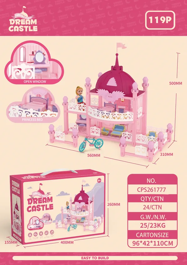 CPS261768 DIY Miniature Wooden Furniture Play Set for Kids Little Girl