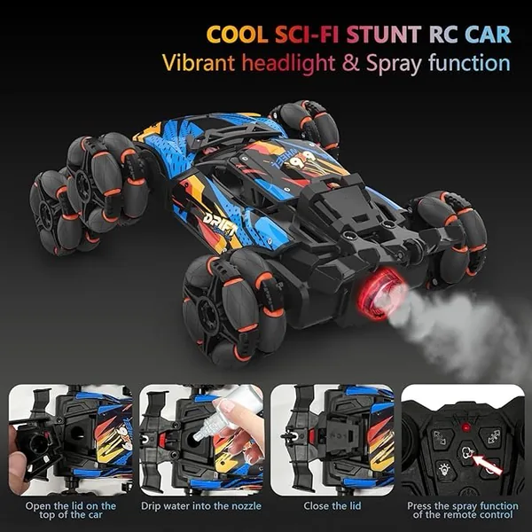 CPS306028 6WD RC Drift Stunt Car with Light-Up Toys 360 Rotating Spray