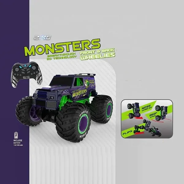 CPS290347 New Latest 2.4G Standing Stunt RC Car 360 Rotating 1/10 Scal