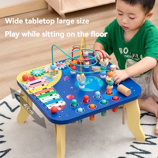 CPS305229 5 in 1 Multi-functional Busy Board Montessori Wooden Table S