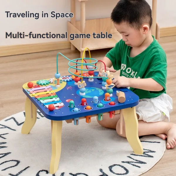 CPS305229 5 in 1 Multi-functional Busy Board Montessori Wooden Table S