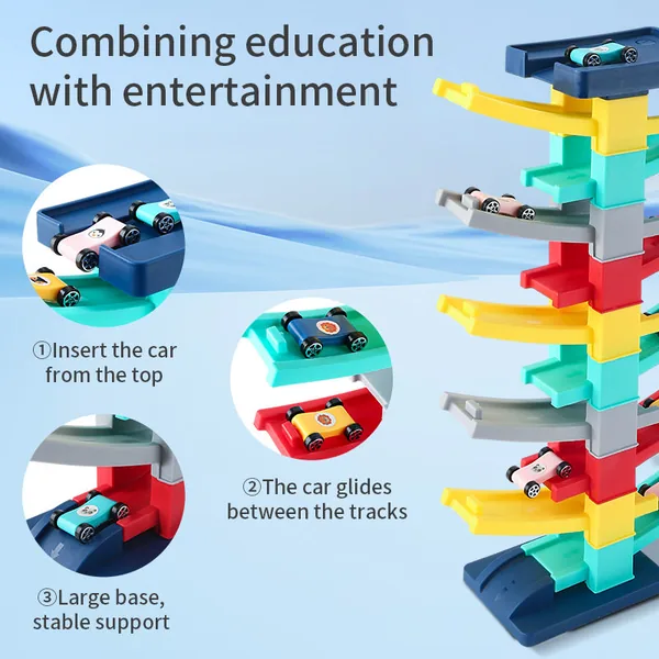 CPS304474 Montessori Toy Gliding Car Ramp Slot Toy for Toddler Ramp Ra