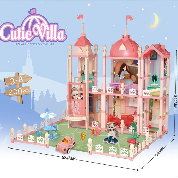 CPS261891 Wooden House Cottage House Furniture Toys Set Fully Furnishe