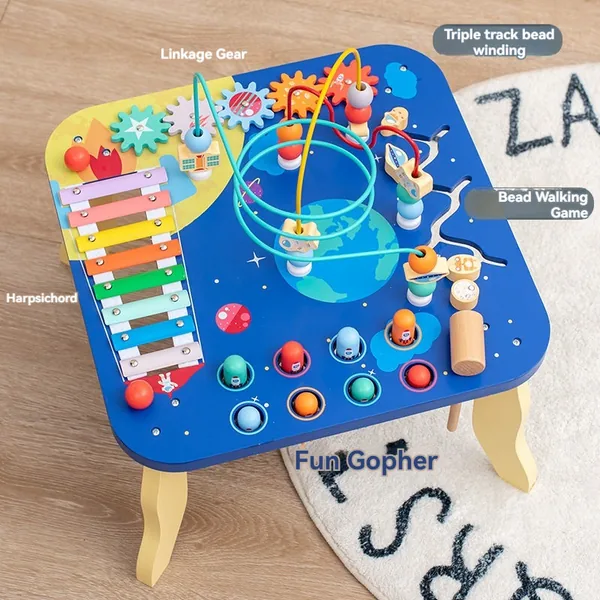 CPS305229 5 in 1 Multi-functional Busy Board Montessori Wooden Table S