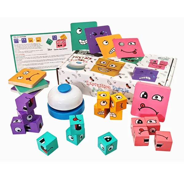 CPS280236 NEW Wooden Face Changing Magical Cubes Expression Puzzle Bui