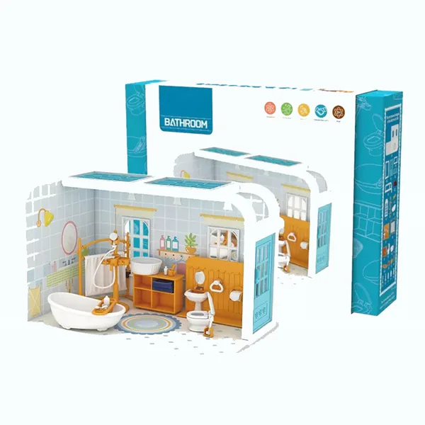 CPS260999 Kids Educational Toys DIY Bathroom Cottage 3D Furniture Bath