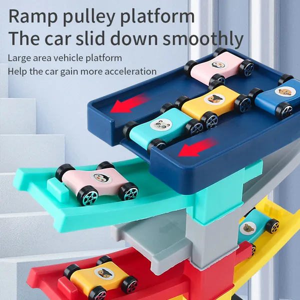 CPS304474 Montessori Toy Gliding Car Ramp Slot Toy for Toddler Ramp Ra
