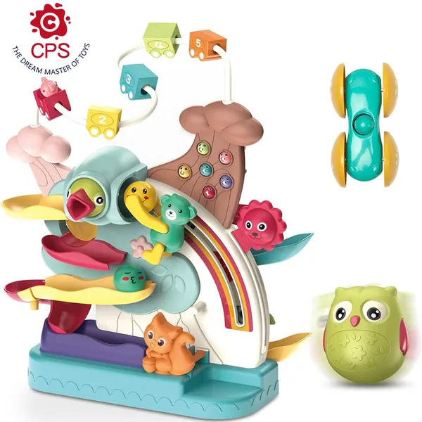 5 in 1 Car Ramp Basketball Woodpecker Montessori Activity Cube - wholesale product image