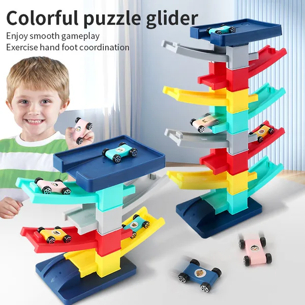 CPS304474 Montessori Toy Gliding Car Ramp Slot Toy for Toddler Ramp Ra