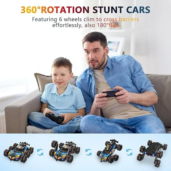 CPS306028 6WD RC Drift Stunt Car with Light-Up Toys 360 Rotating Spray